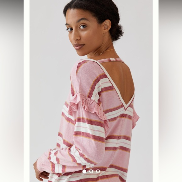 Anthropologie Tops - NWT Anthropologie Pilcro Pink Striped Ruffled Open-Back Top size XS